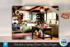 Farmhouse Kitchen with Vintage Cookie Jars Cutting Board PNG Product Image 1