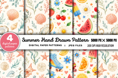 Summer Beach Hand Drawn Pattern JPG Product Image 1