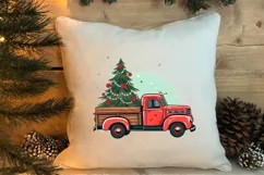 Red Christmas Truck Sublimation Clipart, Christmas PNG Product Image 4