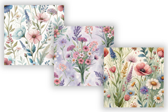 Watercolor Wildflowers Seamless Pattern, Soft Botanical Product Image 4