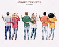 Winter Couple Clip Art, Pair in Sweaters Clipart PNG Product Image 5