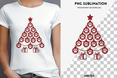 Paw print Christmas tree png design for T-shirts Product Image 4
