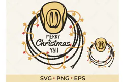 Western Christmas SVG | Cowboy Hat Merry Christmas Y’all Product Image 1
