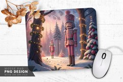 Festive Pink Nutcrackers in a Snowy Forest Mouse Pad PNG Product Image 1