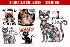 Funny Cats Sublimation Quotes Bundle PNG Product Image 4