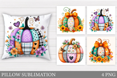 Fall Pumpkin Pillow Design. Fall Pillow Sublimation Product Image 1