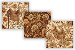 Tooled Leather Seamless Pattern | Western Vintage Embossed Product Image 2