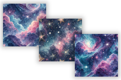 Celestial Galaxy Seamless Patterns, Starry Night Cosmic Sky Product Image 4