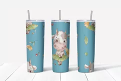 Cute cows and sunflowers Skinny tumbler wrap design Product Image 5