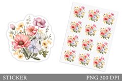 Wildflowers Sticker Design. Floral Sticker Template Product Image 1