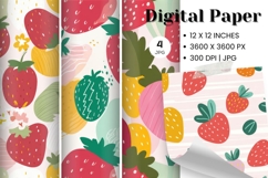 Strawberry Pattern Background Fresh Fruit Wallpaper Backdrop Product Image 1