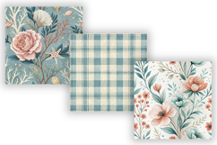 Seaside Toile Digital Paper Pack, Vintage Floral Toile Product Image 4