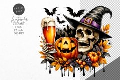 Halloween clipart, Skeleton clipart, Skeleton drinking Product Image 1