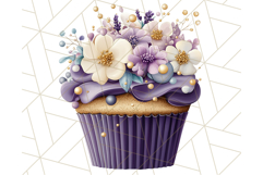 Cupcake Clipart with Florals and Pastel Frosting Png, Spring Product Image 4