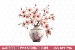 Watercolor Pink Spring Clipart Product Image 1