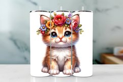 Cute Kitten Spring Tumbler Wrap Sublimation PNG Design Product Image 1