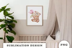 Watercolor Valentine's Day Teddy Bear PNG Product Image 4