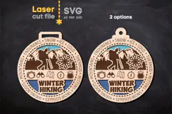 Winter Hiking Sport Medal SVG laser cut files for Glowforge Product Image 3