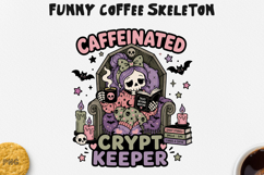 Funny Coffee Skeleton PNG Spooky Halloween Design Product Image 1