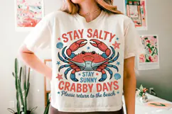 Stay salty stay sunny crabby days PNG sublimation |Beach & S Product Image 1