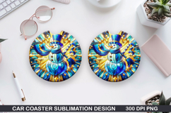Snowman Car Coaster Sublimation|Christmas Coaster PNG Design Product Image 1