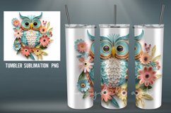 Owl with Flowers 3D Tumbler Wrap Sublimation PNG Product Image 4