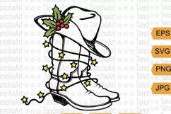 Cowboy Christmas printable svg, png Cowboy boots and hat cut Product Image 1
