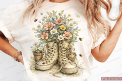 Vintage Floral Sneakers PNG Design | Wildflower Boots Sublim Product Image 1
