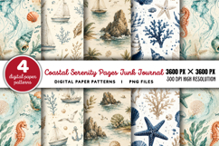 Coastal Serenity Junk Journal Pages PNG Product Image 1