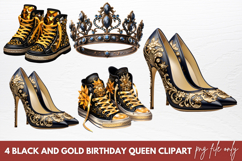 Black And Gold Birthday Queen Clipart Product Image 1