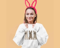 Trendy Easter Bunny PNG Design, Leopard Bunny with Bow Product Image 3