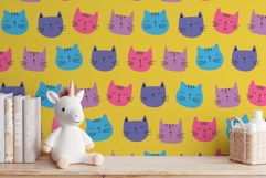 Colorful Cat Faces Seamless Pattern Product Image 4