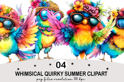 Whimsical summer Clipart Watercolor png Product Image 1