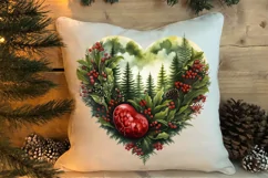 Christmas Hearts Watercolor Clipart, Christmas PNG Product Image 4