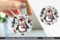 Penguin Keychain Sublimation - Christmas Keychain PNG Product Image 1