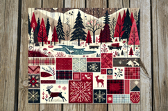 Xmas patchwork landscape | Skinny tumbler sublimation design Product Image 4