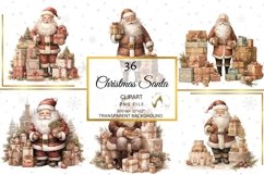 Watercolor Brown and Copper Christmas Clipart Bundle PNG Product Image 6