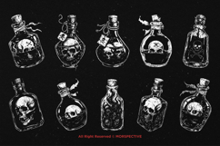 10 Bundle Dark Art Skull Potion Elixir Poison Death Water Product Image 6