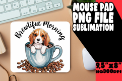 Vibrant mouse pad SUBLIMATION PNG, Coffee Dog Product Image 1