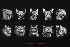 10 Bundle Dark Art Cats Gothic Horror Kitten Skeleton Skull Product Image 6