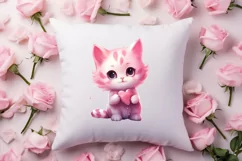 Cute Cat Holding Heart Valentine Clipart, Valentines Clipart Product Image 4