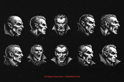 10 Bundle Dark Art Vampire Face Gothic Dracula Monster Product Image 6