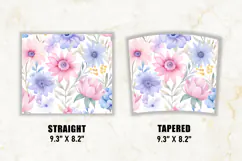 Watercolor Pastel Flower Tumbler Wrap | 20 oz tumbler wrap Product Image 2