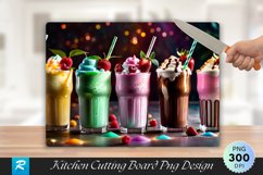 Row of Milkshakes straws Cutting Board Sublimation Design Product Image 1