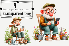 Funny senior gardener PNG Clipart Watercolor PNG Product Image 1