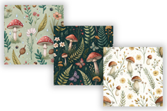 Cottagecore Mushroom Wildflower Paper, Seamless Watercolor Product Image 4