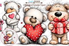 Whimsical Valentine Clipart, Valentine's Day PNG Product Image 1