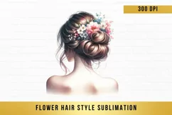 flower hair style sublimation, hair style woman clipart Product Image 6