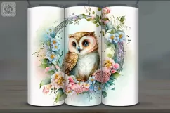 Cute Owl Tumbler Sublimation, 20 oz Seamless Tumbler Wrap Product Image 2