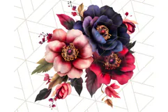 Gothic Floral PNG, Dark Aesthetic Flowers Clipart Print Product Image 4